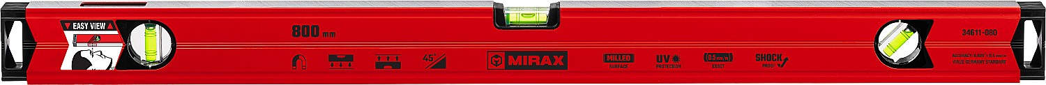 Уровень строительный магнитный MIRAX, 800 мм 34611-080 