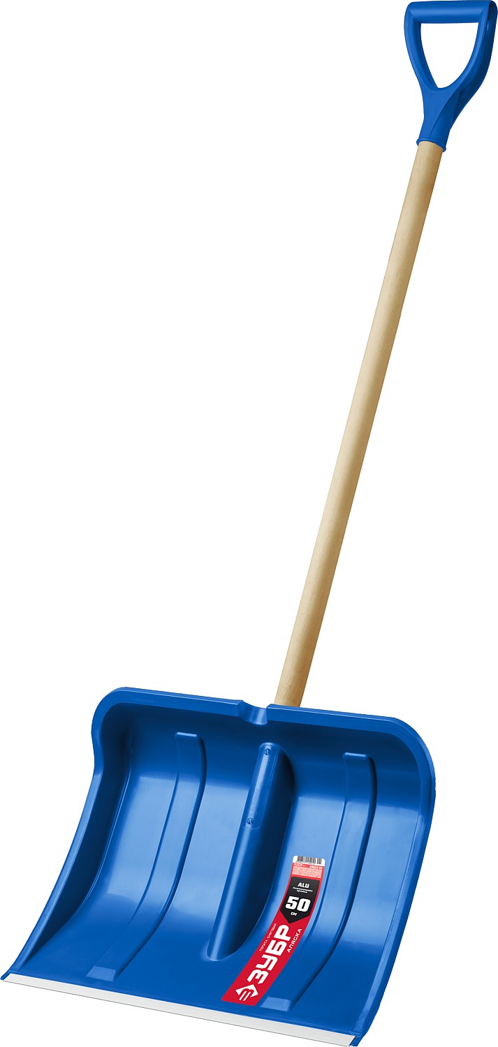 Лопата для уборки снега ЗУБР, ширина 490 мм, пластиковая, деревянный черенок 39923