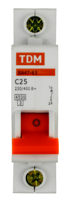 Выключатель автоматический TDM, ВА47-63, 1 полюс, 25 А
