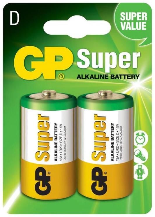 Батарейка алкалиновая, D, 1,5V GP Super LR20