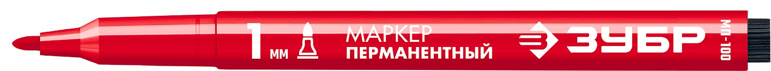 Маркер перманентный ЗУБР, 1 мм, красный 06320-3
