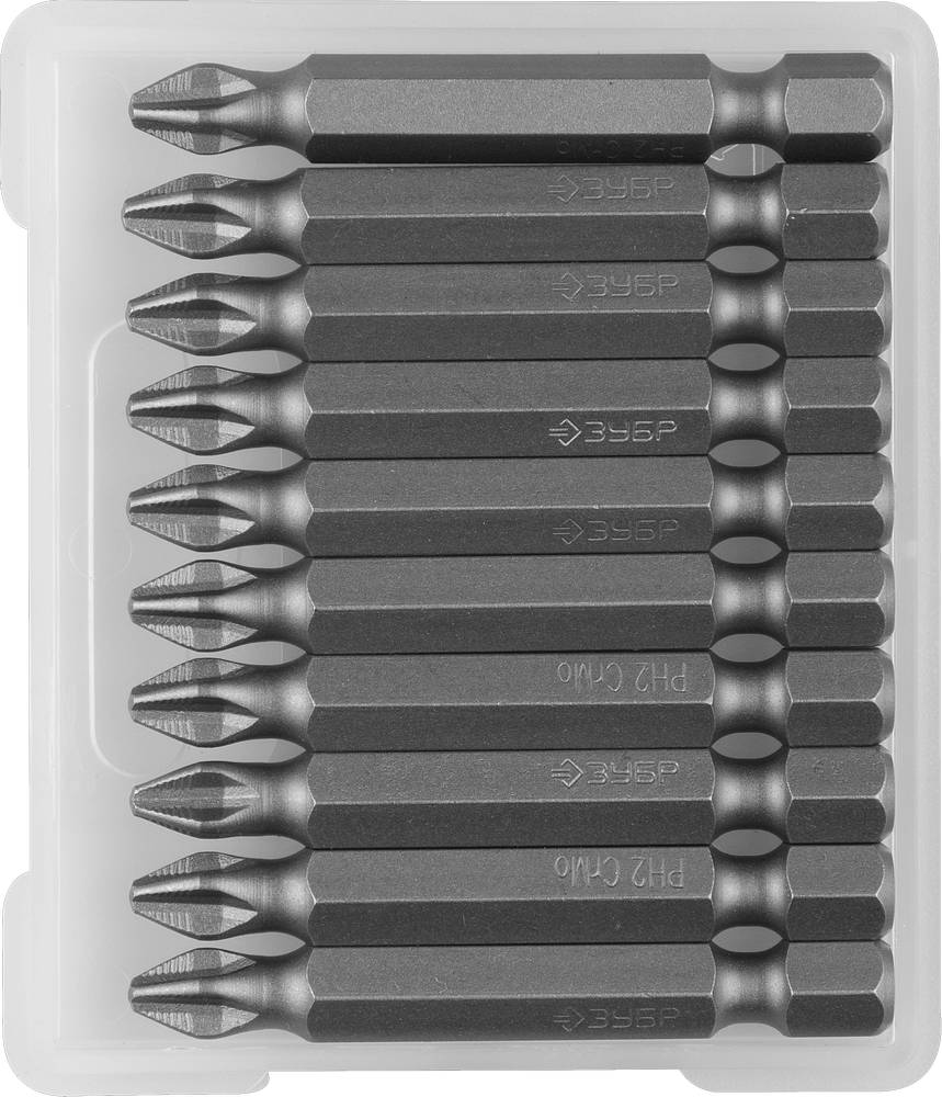 Бита ЗУБР, тип хвостовика E 1/4″, PH2, 50 мм, 1 шт 26001-2-50-10