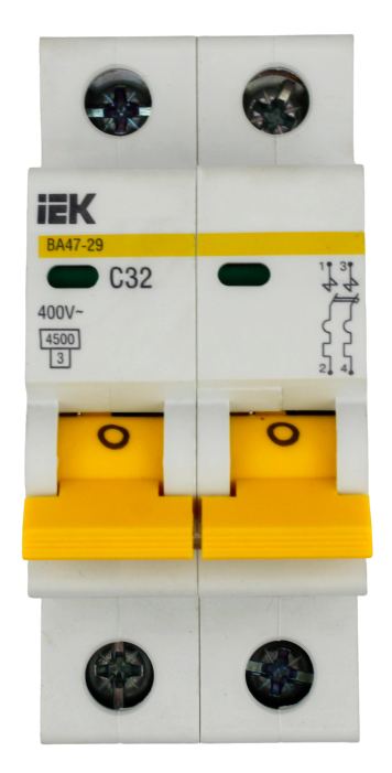 Выключатель автоматический IEK, ВА47-29, 2 полюса, 32 А