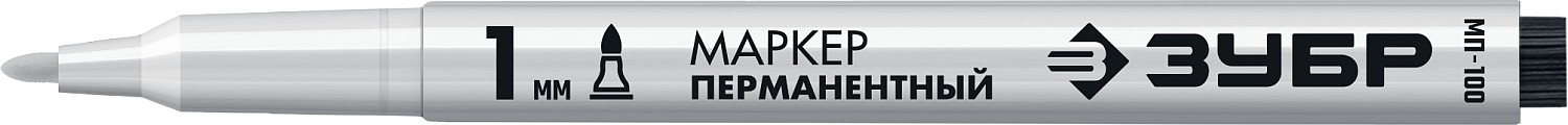 Маркер перманентный ЗУБР, 1 мм, белый 06320-8