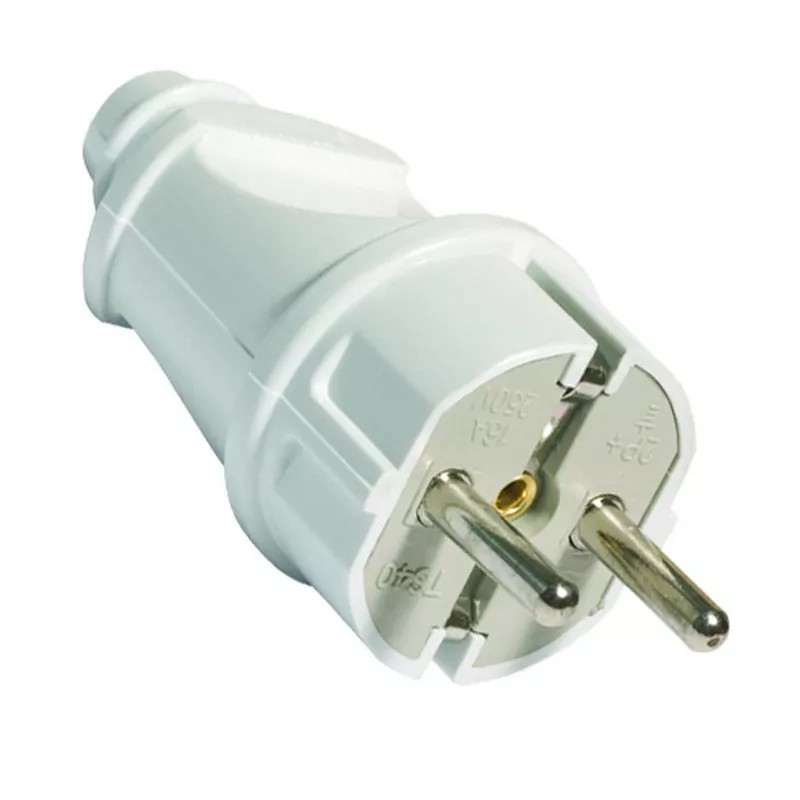 Вилка электрическая Smartbuy, прямая, белая, с/з SBE-16-P01-w