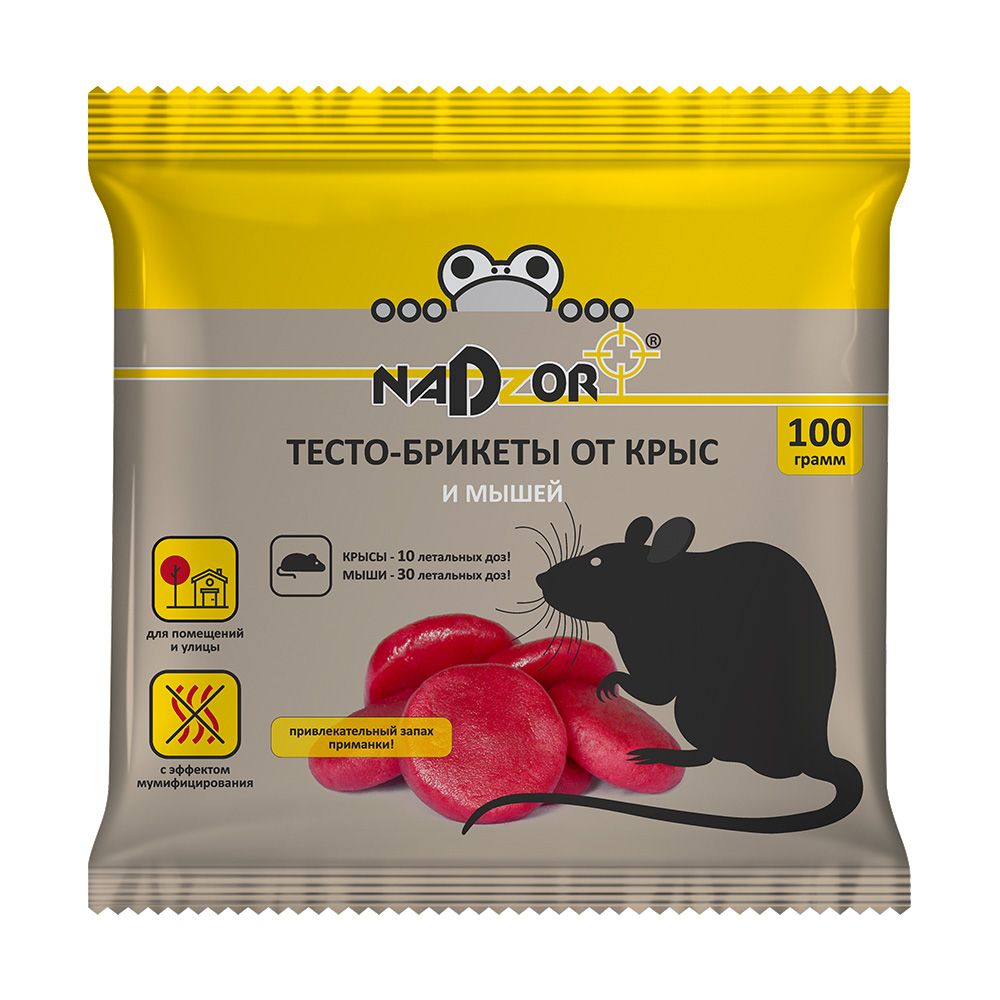 Тесто-брикет от крыс и мышей NADZOR, 100 гр NASA369