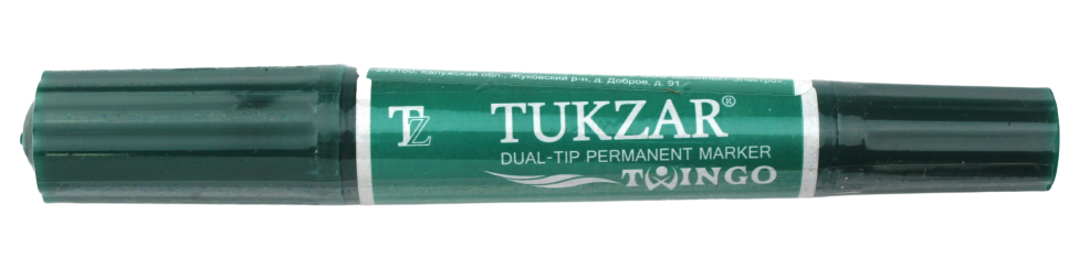 Маркер двухсторонний перманентный TUKZAR, зеленый Tz-422