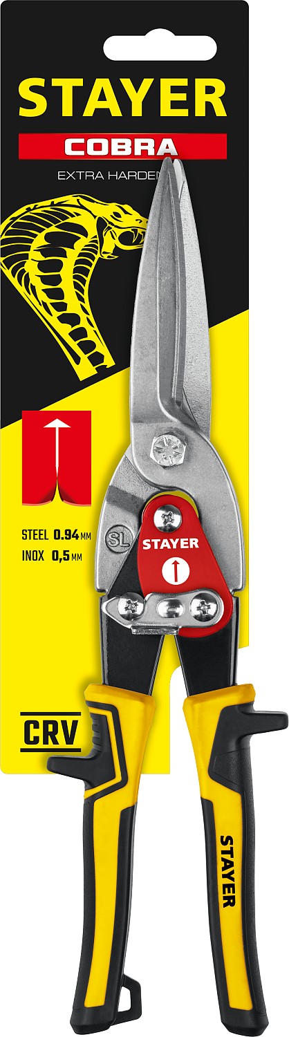 Ножницы по металлу прямые удлинённые STAYER Cobra, 290 мм 23055-29